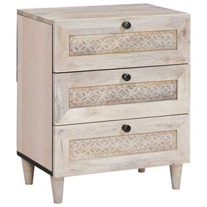vidaXL Table de chevet Blanc 50 x 33 x 62 cm Bois d'ing&eacute;nierie