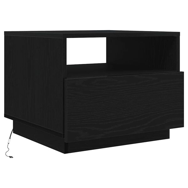 vidaXL Table basse avec lumi&egrave;res LED ch&ecirc;ne noir 50x49x40 cm