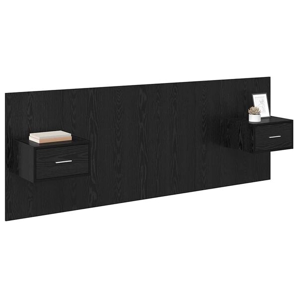 vidaXL T&ecirc;te de lit avec armoire 3 pcs Ch&ecirc;ne noir Bois d'ing&eacute;nierie