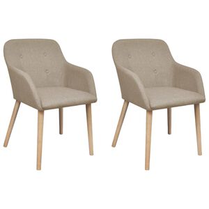 vidaXL Chaises &agrave; manger lot de 2 beige tissu et ch&ecirc;ne massif