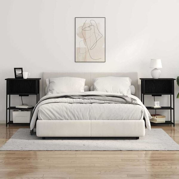 vidaXL Cabinet de chevet Ch&ecirc;ne noir 55 x 31 x 76 cm Bois d'ing&eacute;nierie