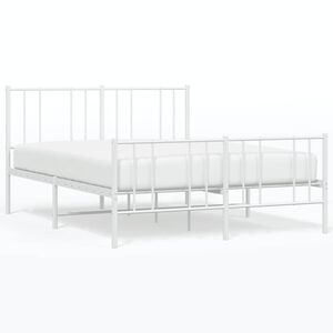 vidaXL Cadre de lit m&eacute;tal sans matelas et pied de lit blanc 120x190 cm