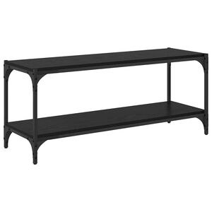vidaXL Meuble TV Ch&ecirc;ne noir 100x33x41cm Bois d'ing&eacute;nierie et fer