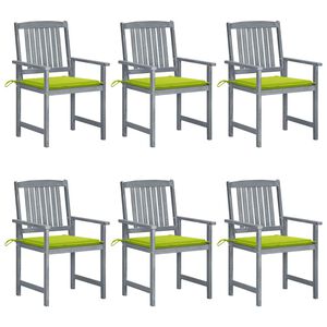vidaXL Chaises de jardin et coussins lot de 6 Bois acacia massif Gris