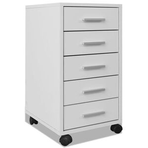 vidaXL Caisson &agrave; tiroir de bureau avec roulettes et 5 tiroirs blanc