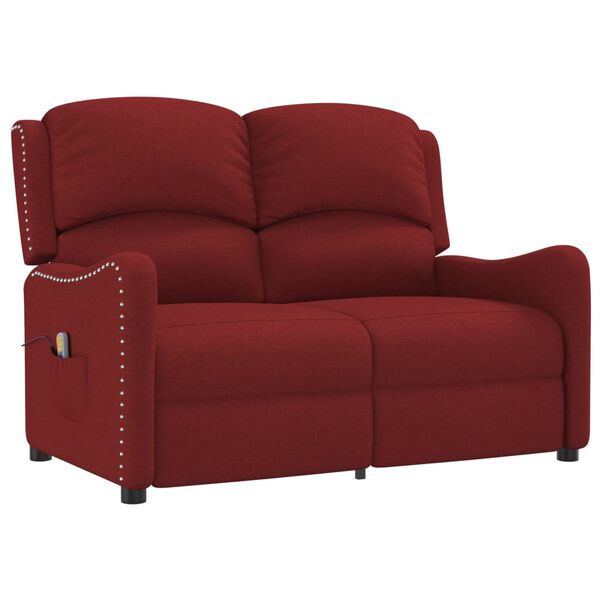 vidaXL Fauteuil de massage inclinable à 2 places rouge bordeaux tissu