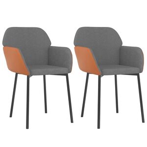 vidaXL Chaises &agrave; manger lot de 2 gris clair tissu et similicuir