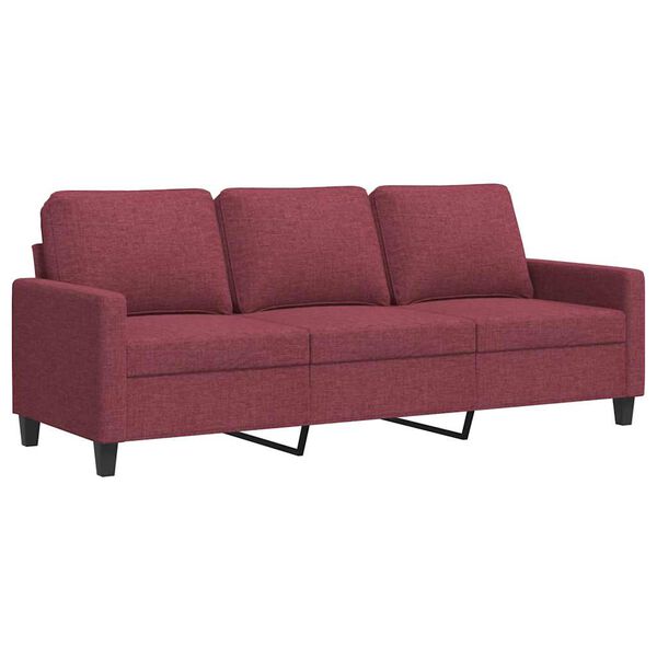 vidaXL Canap&eacute; &agrave; 3 places Rouge bordeaux 180 cm Tissu