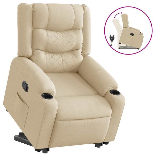vidaXL Fauteuil inclinable Cr&egrave;me Tissu