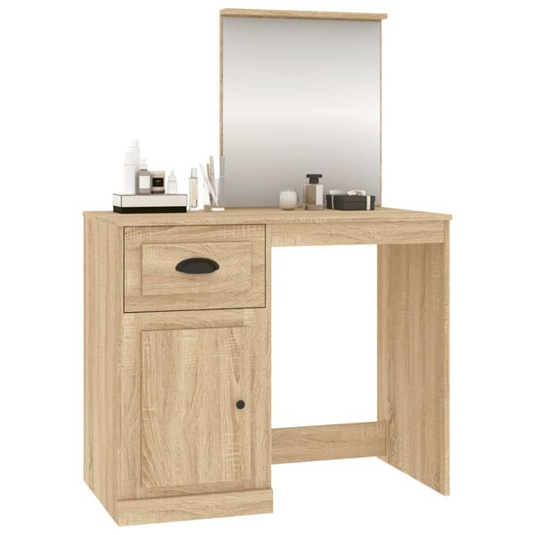 vidaXL Coiffeuse avec miroir chêne sonoma 90x50x132,5 cm