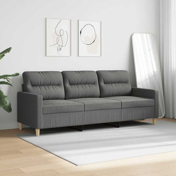 vidaXL Canap&eacute; &agrave; 3 places Gris fonc&eacute; 180 cm Tissu