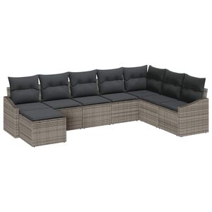 vidaXL Ensemble de canap&eacute; de jardin avec coussin 8 pcs Gris polyrotin