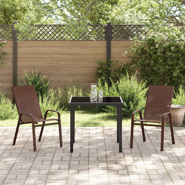 vidaXL Ensemble de salle &agrave; manger pour jardin 3 pcs Marron et Noir