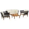 vidaXL 5 pc Bois d'acacia massif et corde Naturel