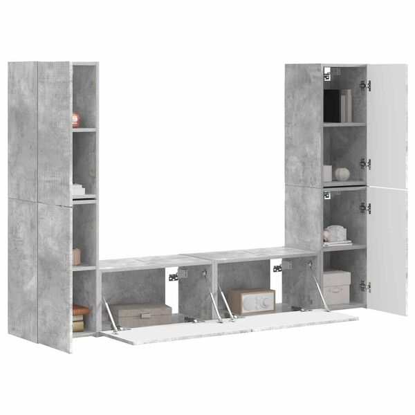 vidaXL Ensemble meuble TV 6 pcs Gris b&eacute;ton Bois d'ing&eacute;nierie