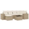 vidaXL Salon de jardin avec coussins 7 pcs beige r&eacute;sine tress&eacute;e