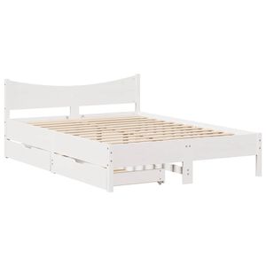 vidaXL Cadre de lit avec tiroirs blanc 120x190 cm bois pin massif