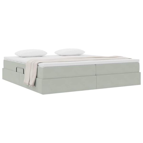 vidaXL Lit avec rangement et matelas Gris clair 200 x 200 cm Velours