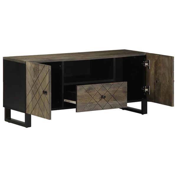 vidaXL Meuble TV noir 105x33x46 cm bois massif de manguier