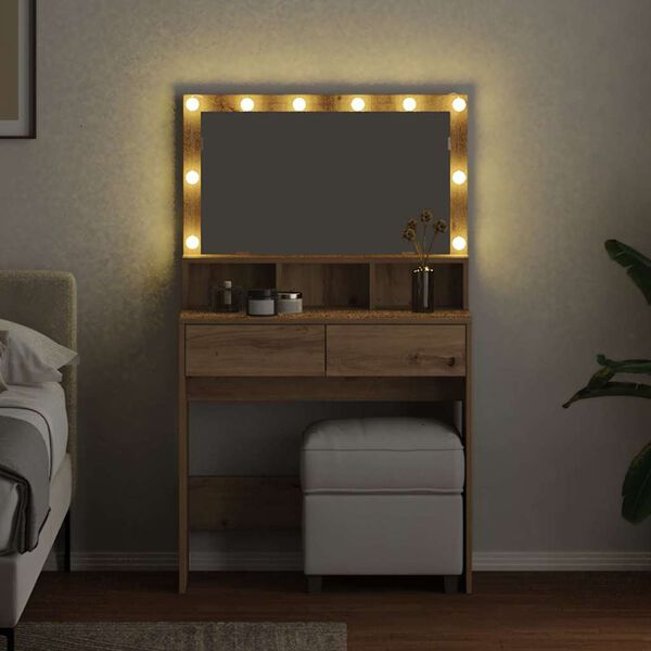 vidaXL Table de Toilette Ch&ecirc;ne artisanal 80 x 41 x 134,5 cm