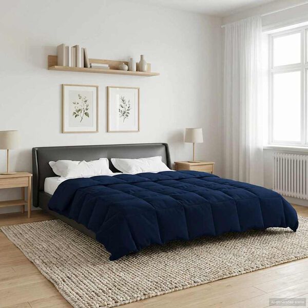 vidaXL Duvet d'hiver Matelass&eacute; Bleu fonc&eacute; 220 x 240 cm Microfibre