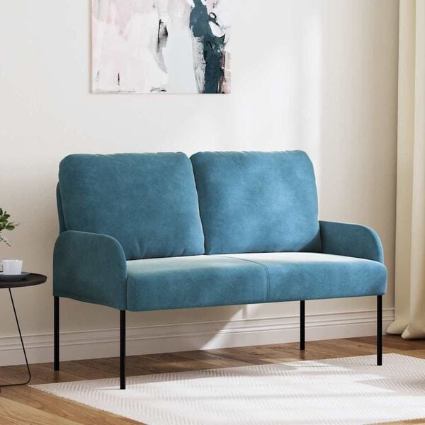 vidaXL Canap&eacute;s avec coussin 110cm Bleu Contreplaqu&eacute;