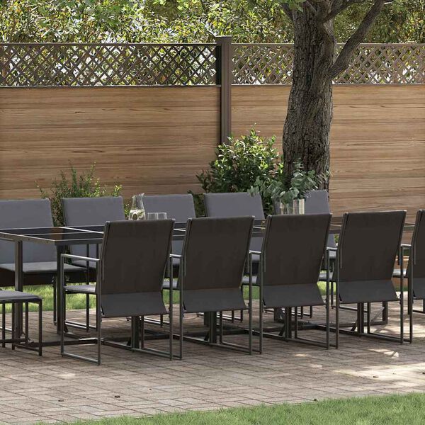 vidaXL Ensemble de salle &agrave; manger pour jardin 15 pcs Noir Acier