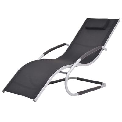 vidaXL Chaise longue avec oreiller Aluminium et textilène noir