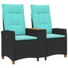 vidaXL Banc inclinable avec table Noir et turquoise 126 x 65 x 112 cm