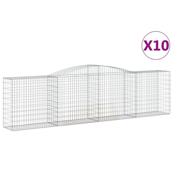 vidaXL Paniers &agrave; gabions arqu&eacute;s 10 pcs 400x50x100/120 cm Fer galvanis&eacute;