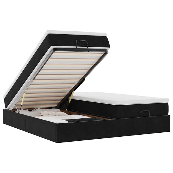 VidaXL Cadre de lit ottoman avec matelas noir 200x200cm velours
