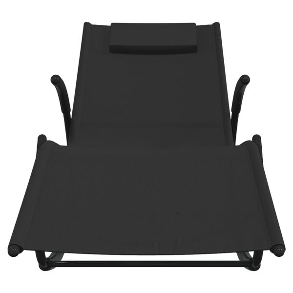 vidaXL Chaises longues à bascule 2 pcs Noir Acier et textilène