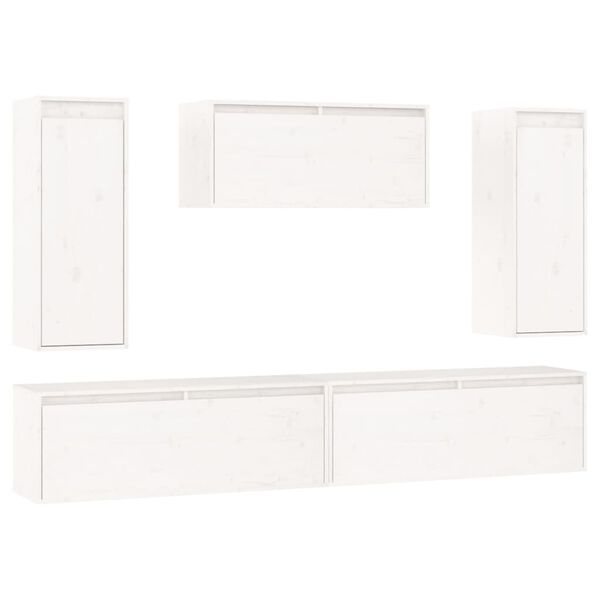 vidaXL Meubles TV 5 pcs Blanc Bois massif de pin