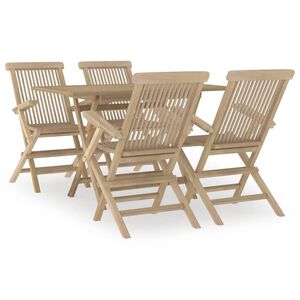 vidaXL Salon de jardin 5 pcs gris bois de teck massif