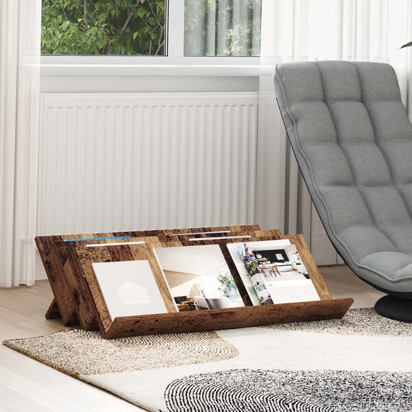 vidaXL &Eacute;tag&egrave;re &agrave; magazines avec &eacute;tag&egrave;re Bois ancien 90 x 53 x 28,5 cm