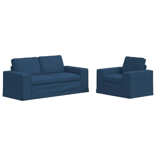 vidaXL Canap&eacute; 2 pcs Bleu 182 x 80 x 82 cm tissu