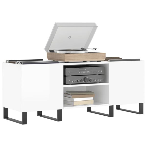 vidaXL Armoire à disques blanc brillant 121x38x48 cm bois d'ingénierie