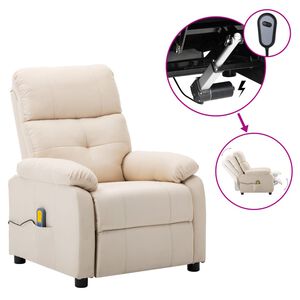 vidaXL Fauteuil &eacute;lectrique de massage cr&egrave;me tissu