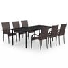 vidaXL Ensemble &agrave; manger de jardin 7 pcs Marron et noir