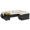 vidaXL Salon de jardin 10 pcs avec coussins noir r&eacute;sine tress&eacute;e