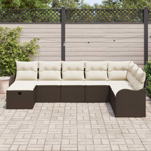 vidaXL Ensemble de canapé de jardin 8 pcs Marron Poly rotin