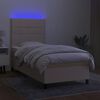 vidaXL Sommier &agrave; lattes de lit et matelas et LED Cr&egrave;me 80x200cm Tissu