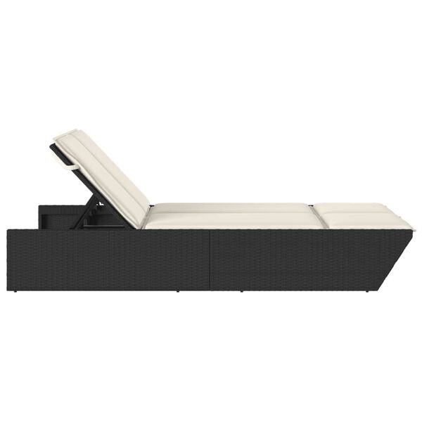 vidaXL Chaise longue double avec coussins noir résine tressée
