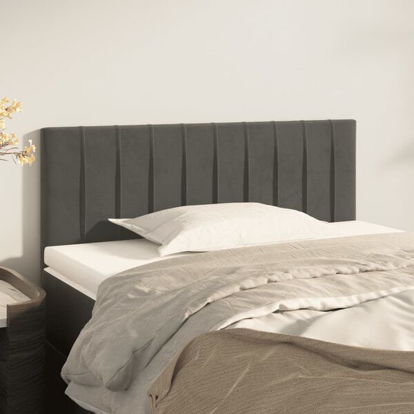 vidaXL T&ecirc;te de lit gris fonc&eacute; 100x5x78/88 cm velours