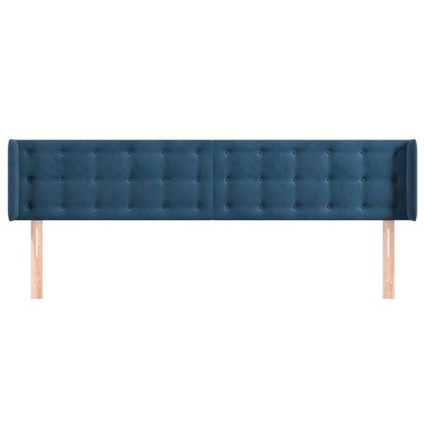 vidaXL Tête de lit avec oreilles Bleu foncé 203x16x78/88 cm Velours