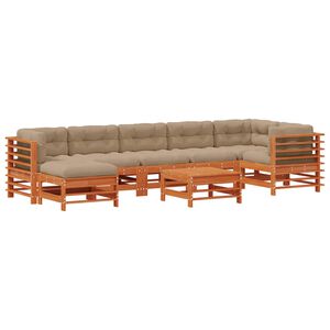 vidaXL Ensemble de salon de jardin 8 pcs Brun cire Bois de pin massif