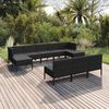 vidaXL Salon de jardin 10 pcs avec coussins R&eacute;sine tress&eacute;e Noir