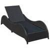 vidaXL Chaise longue avec coussin R&eacute;sine tress&eacute;e Noir