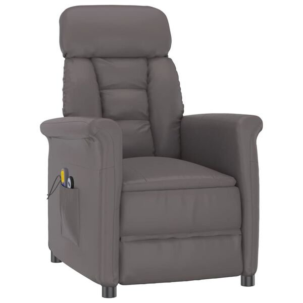 vidaXL Fauteuil de massage &eacute;lectrique Gris Similicuir