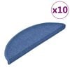vidaXL Tapis d'escalier 10 pi&egrave;ces 56 x 17 x 3 cm Bleu Demi-rond